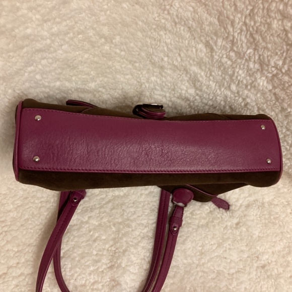 Chocolate Pink Cole Haan Alexa Suede Shoulder Bag - Picture 10 of 13